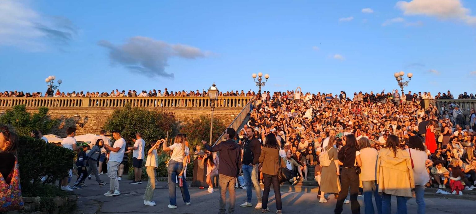 Immagine al tramonto del Piazzale Michelangelo